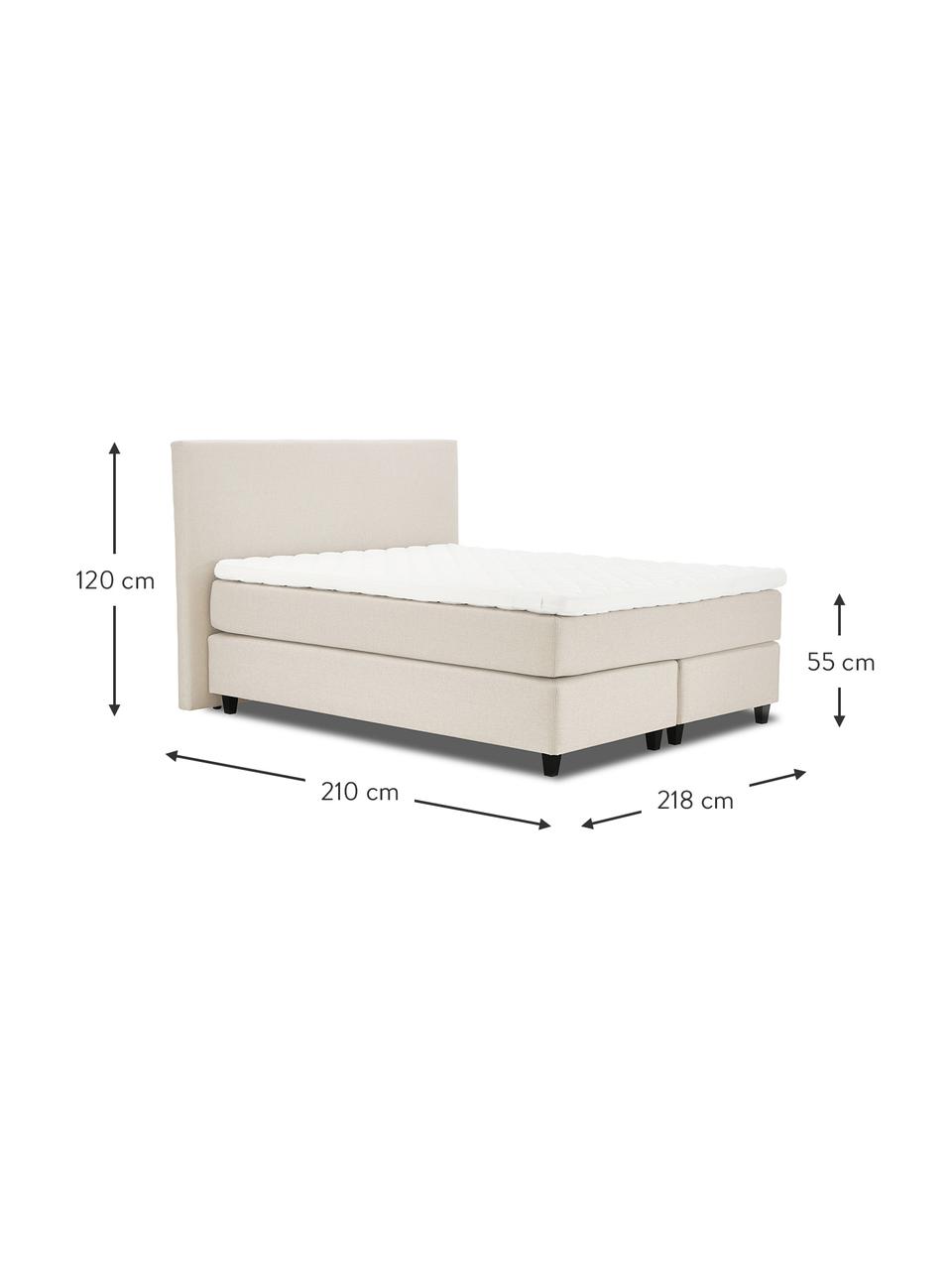 Boxspring postel premium Eliza, Béžová, Š 140 cm, D 200 cm, stupeň tvrdosti 2