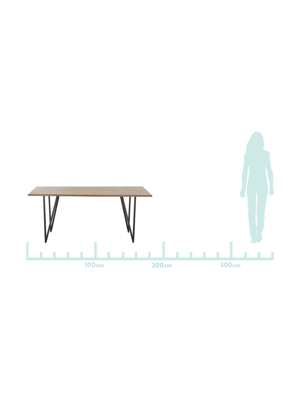 Eettafel Juno met walnoothoutfineer, Tafelblad: MDF met walnoothoutfineer, Frame: gepoedercoat metaal, Walnoothoutfineer, B 180 x D 90 cm