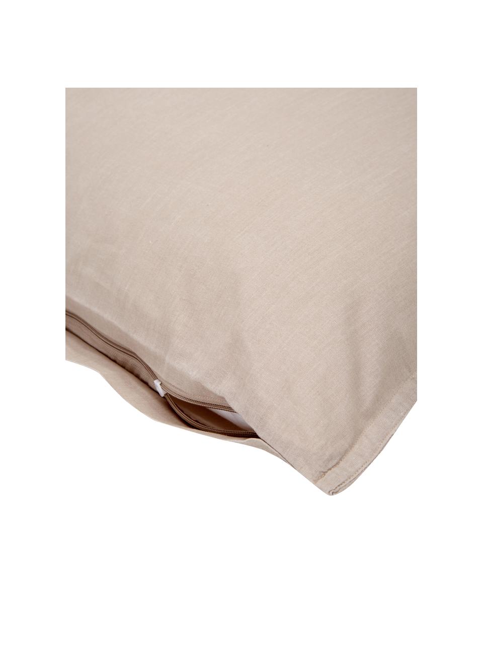 Poszewka na poduszkę z bawełny z efektem sprania Arlene, 2 szt., Beżowy, S 40 x D 80 cm