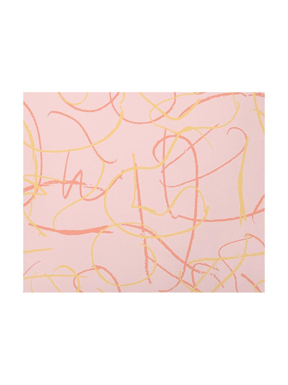 Kissenhülle Doodle mit abstraktem Muster in Rosa/Gelb, 100% Polyester, Rosa, Gelb, 40 x 40 cm