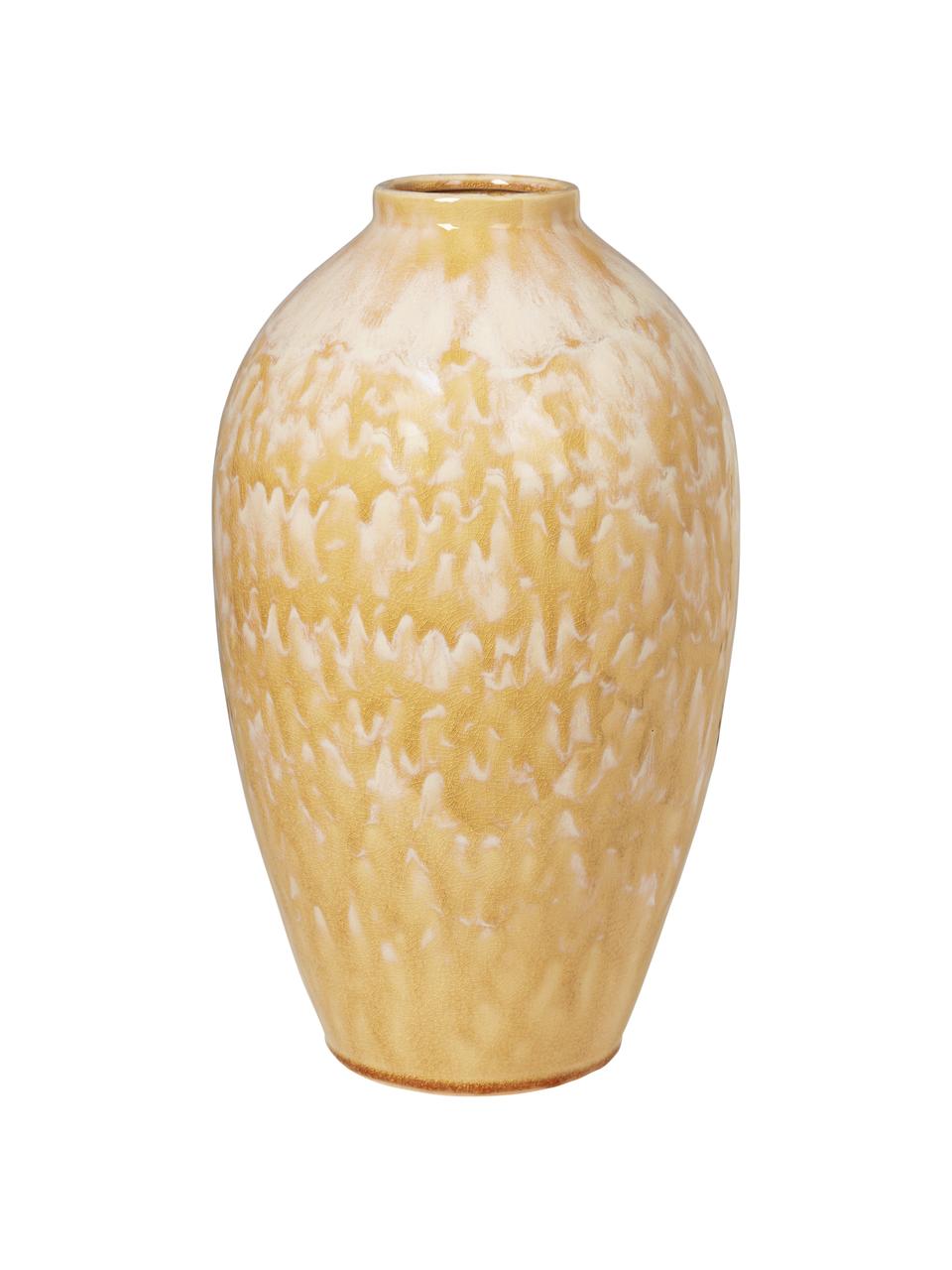 Grand vase céramique Ingrid, Céramique, Jaune, beige, Ø 24 x haut. 40 cm