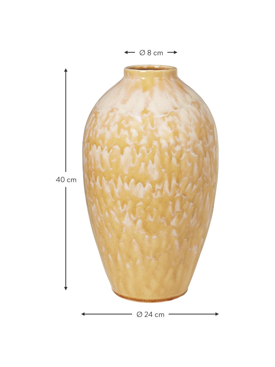 Grand vase céramique Ingrid, Céramique, Jaune, beige, Ø 24 x haut. 40 cm