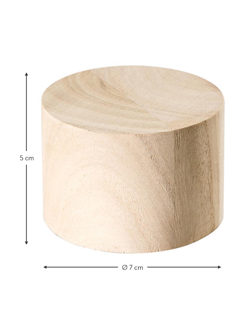 Wandhakenset Mandi van hout, 3-delig, Paulowniahout, Bruin, wit, grijs, Ø 7 x D 5 cm