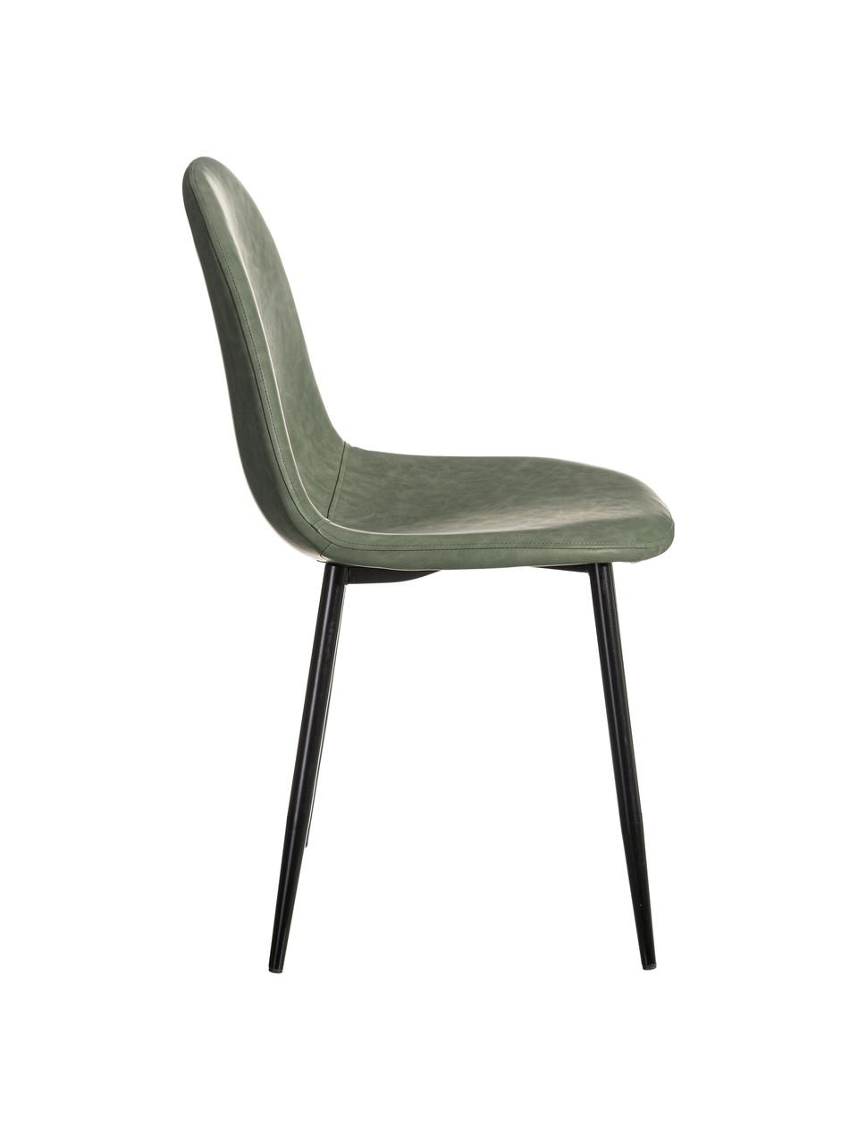 Krzesło tapicerowane ze sztucznej skóry Gina, Tapicerka: sztuczna skóra (poliureta, Nogi: metal, Zielony, czarny, S 44 x G 44 cm