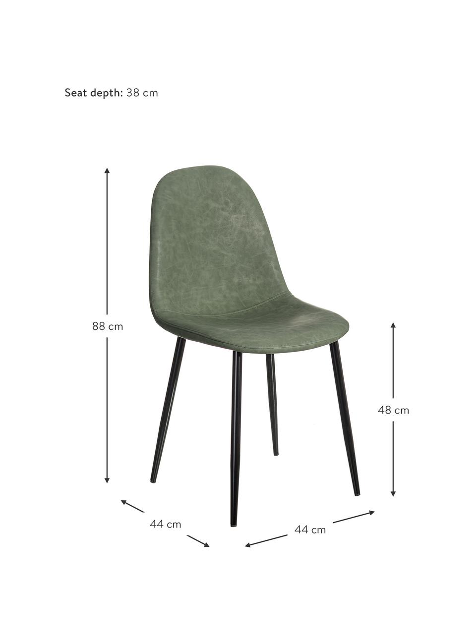 Krzesło tapicerowane ze sztucznej skóry Gina, Tapicerka: sztuczna skóra (poliureta, Nogi: metal, Zielony, czarny, S 44 x G 44 cm