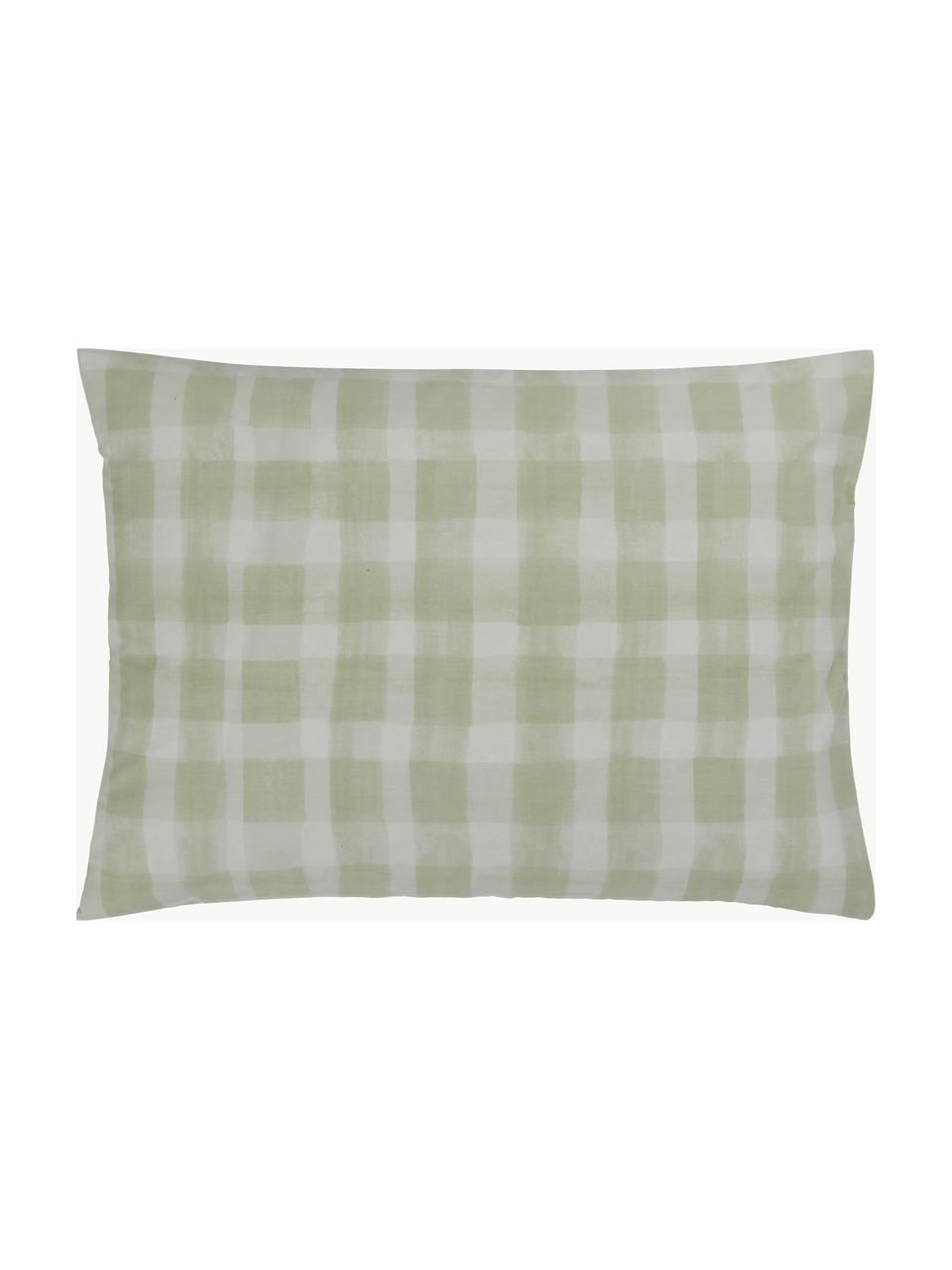 Taie d'oreiller design Candice Gray en percale de coton Milène, 2 pièces, Vert menthe, damier, 65 x 65 cm