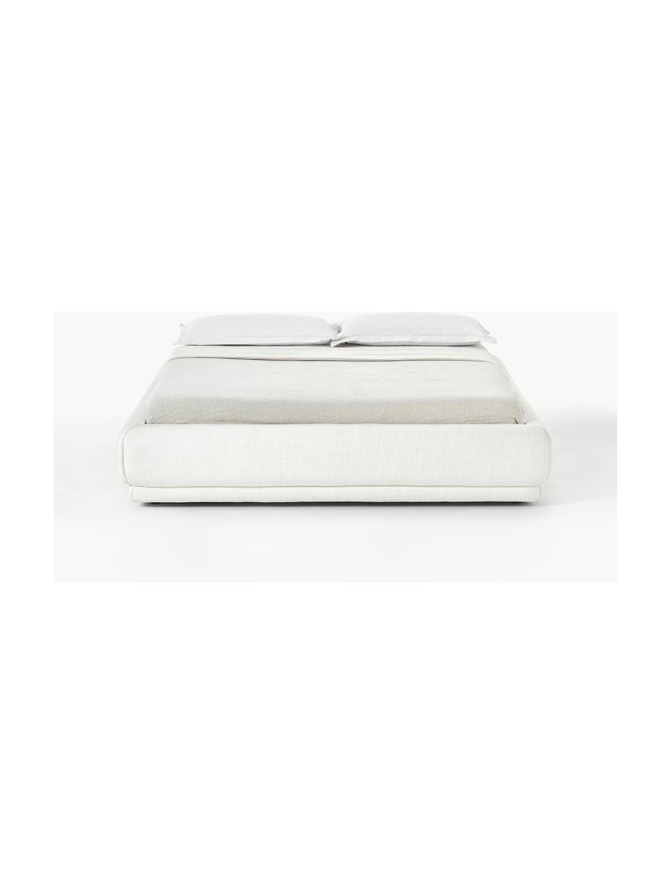 Buklé čalúnená posteľ s úložným priestorom Blair, krémovobiela, Biela, 180 x 200 cm