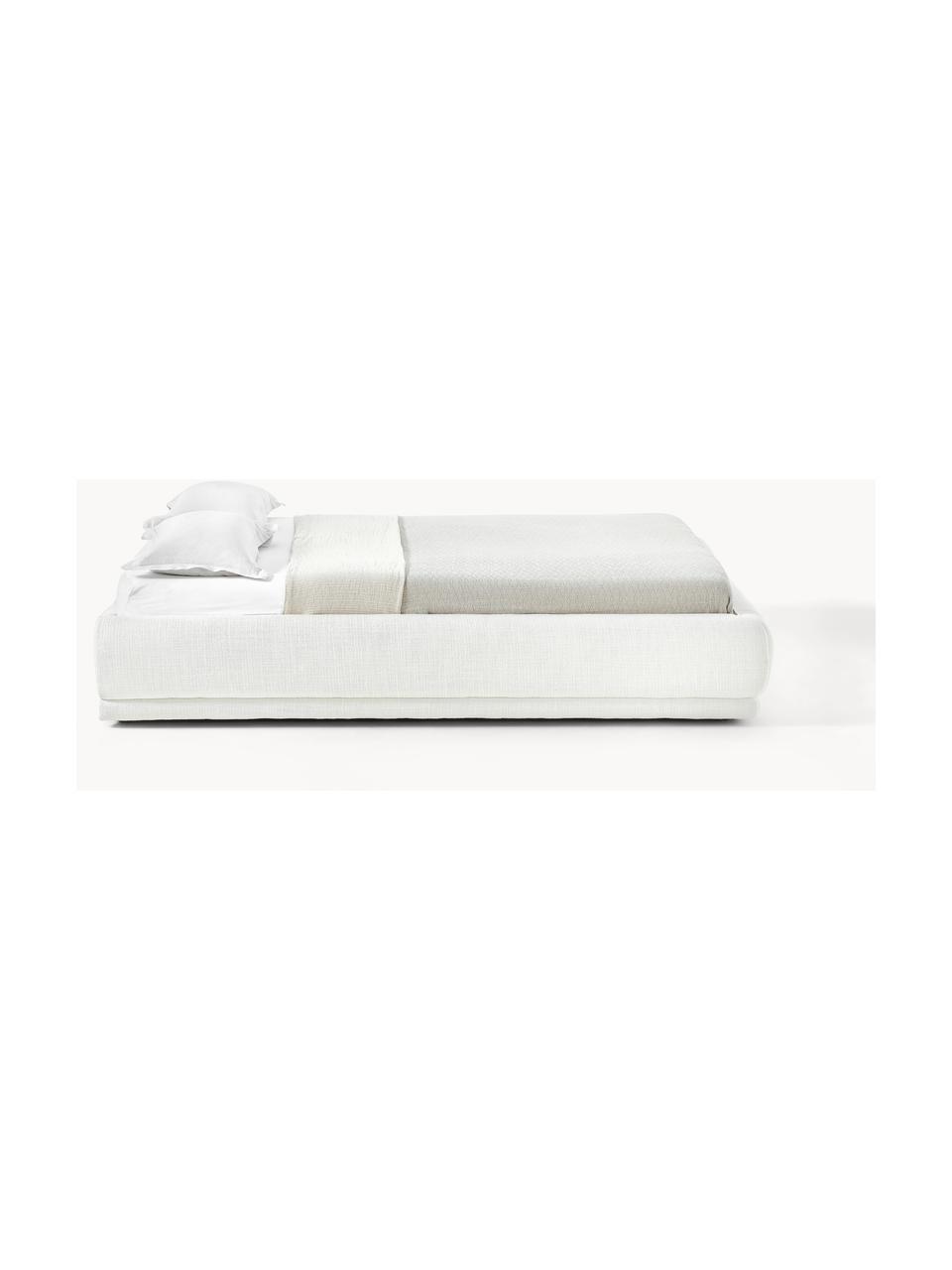 Cama tapizada Blair, con espacio de almacenamiento, Estructura: madera contrachapada de e, Funda: bouclé (90% poliéster, 10, Bouclé blanco, 180 x 200 cm