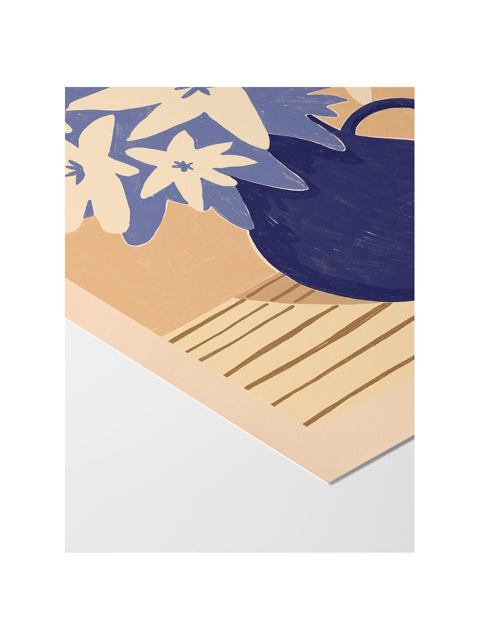 Poster Lillies, Papier

Dieses Produkt wird aus nachhaltig gewonnenem, FSC®-zertifiziertem Holz gefertigt., Beige- und Blautöne, B 30 x H 40 cm