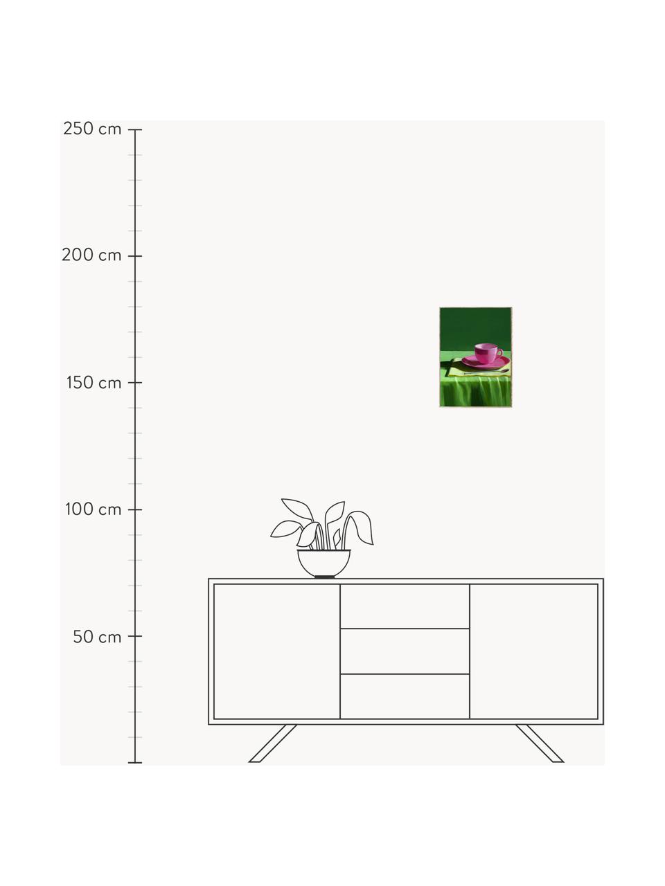 Plakát Still Here, 210g matný papír Hahnemühle, digitální tisk s 10 barvami odolnými vůči UV záření, Odstíny zelené, růžová, Š 30 cm, V 40 cm