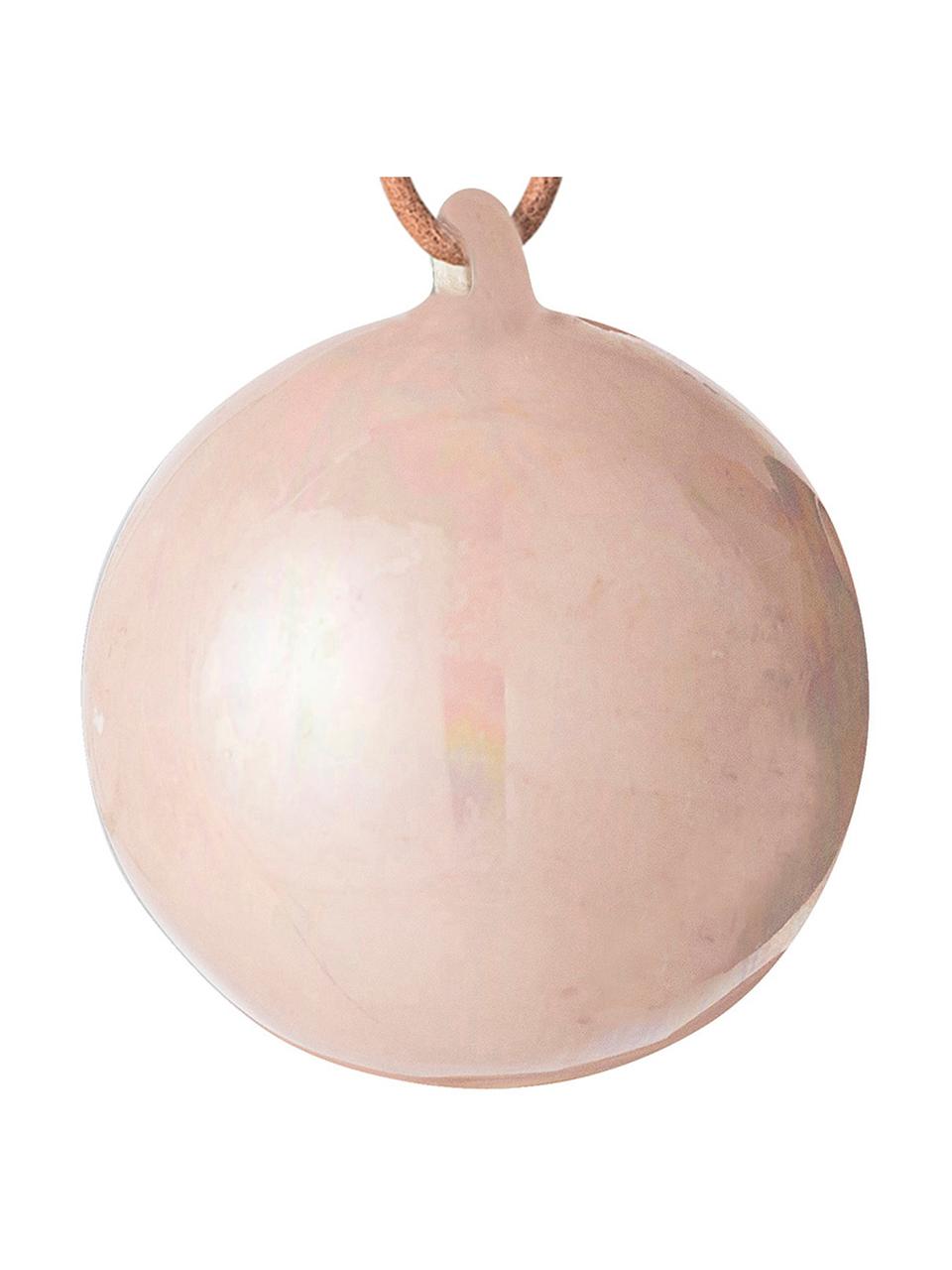 Bolas de Navidad Glint, 2 uds., Adornos: gres, Adornos: rosa Cuerda: beige, Ø 5 cm