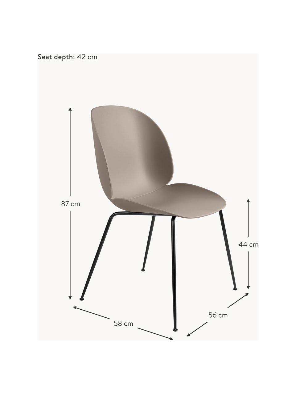 Tuin kunststoffen stoel Beetle, Zitvlak: kunststof, weerbestendig, Poten: gecoat staal, Nougat, zwart mat, B 56 x D 58 cm