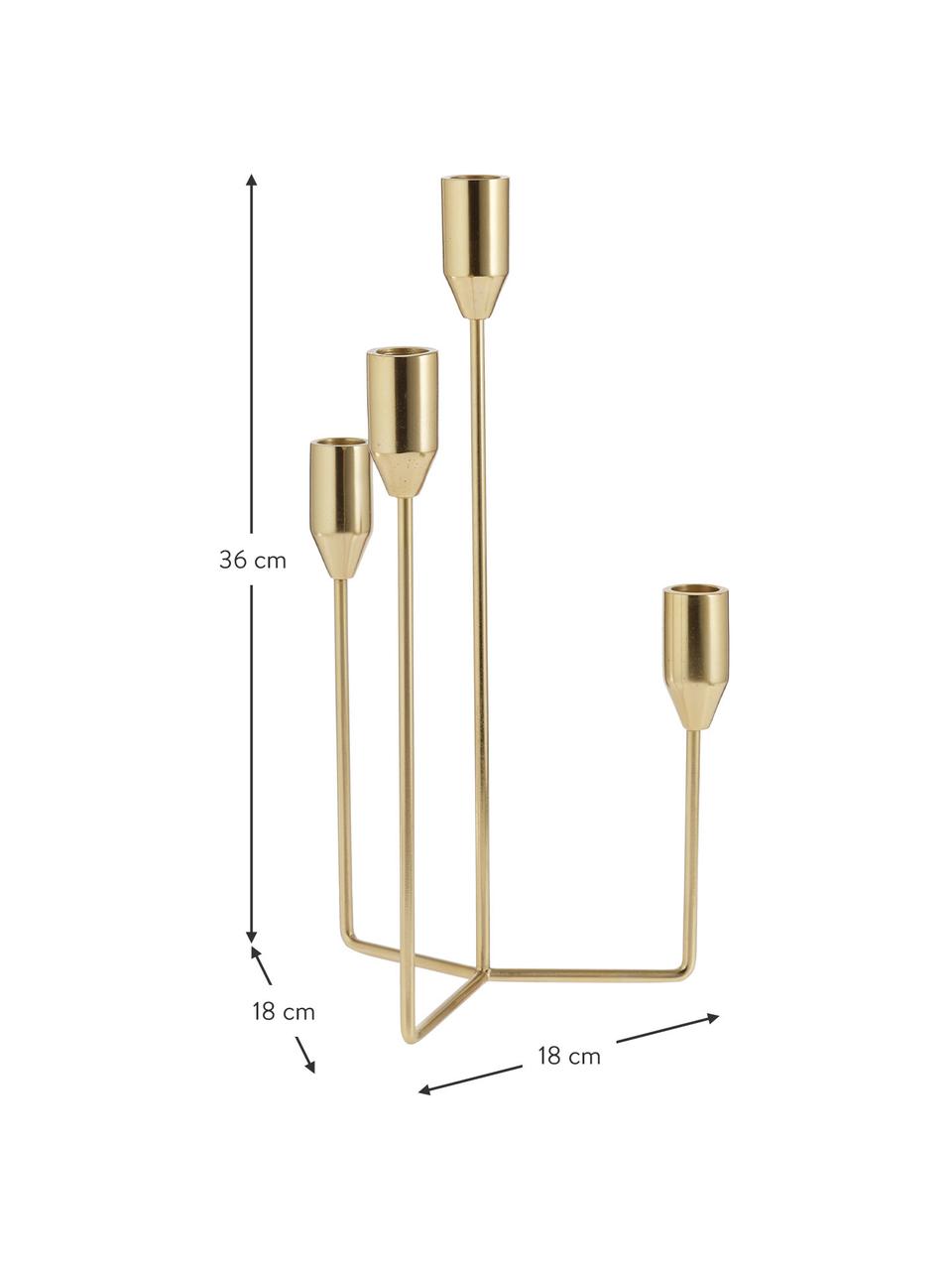 Kerzenhalter Era in Gold, Metall, vermessingt, Messingfarben, B 18 x H 36 cm