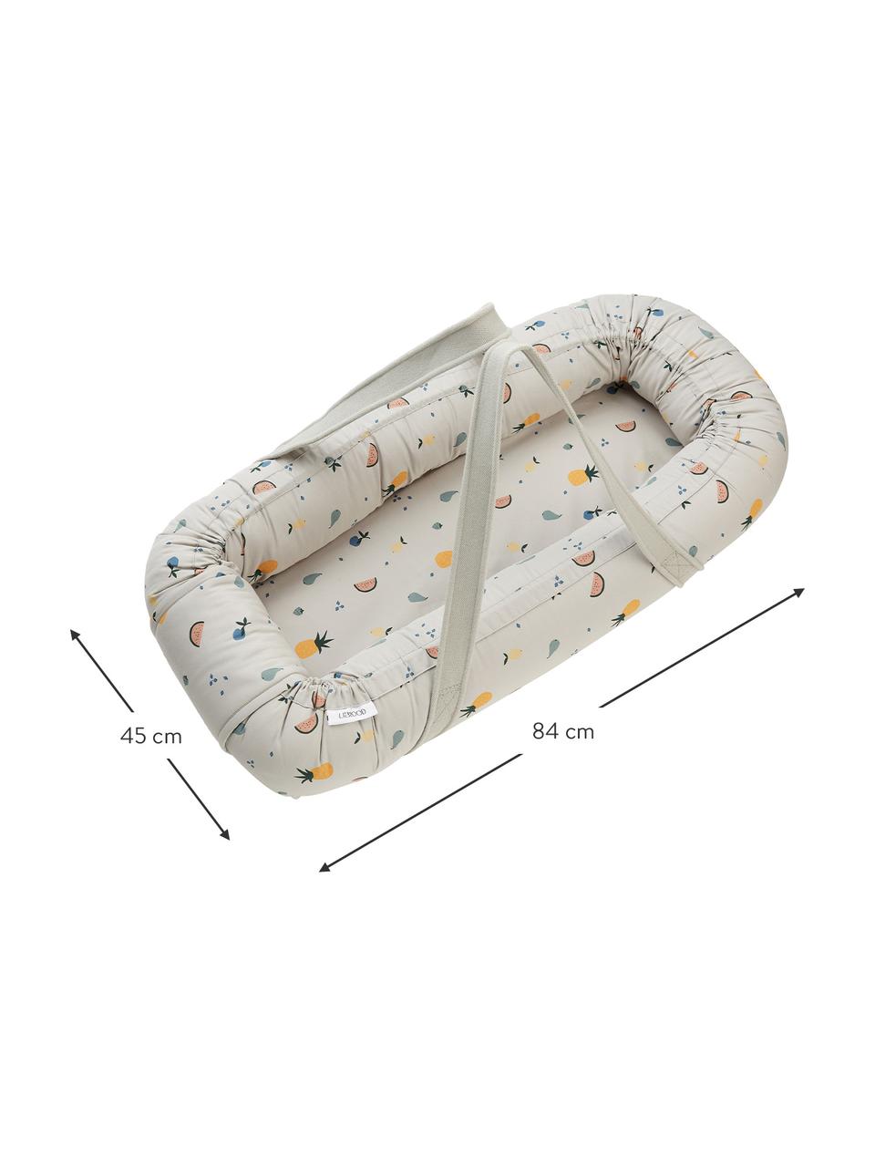 Babynest Gro aus Baumwolle, Bezug: 100 % Baumwolle, Matratze: 100 % Polyurethan, Hellblau, Mehrfarbig, gemustert, B 45 x L 84 cm