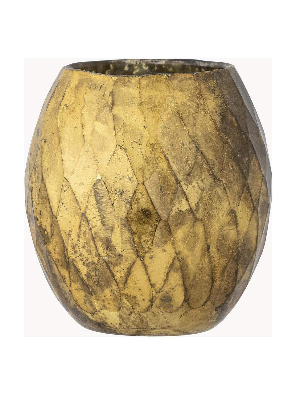 Świecznik na tealighty ze szkła Karissa, Szkło, Odcienie złotego, Ø 9 x W 9 cm