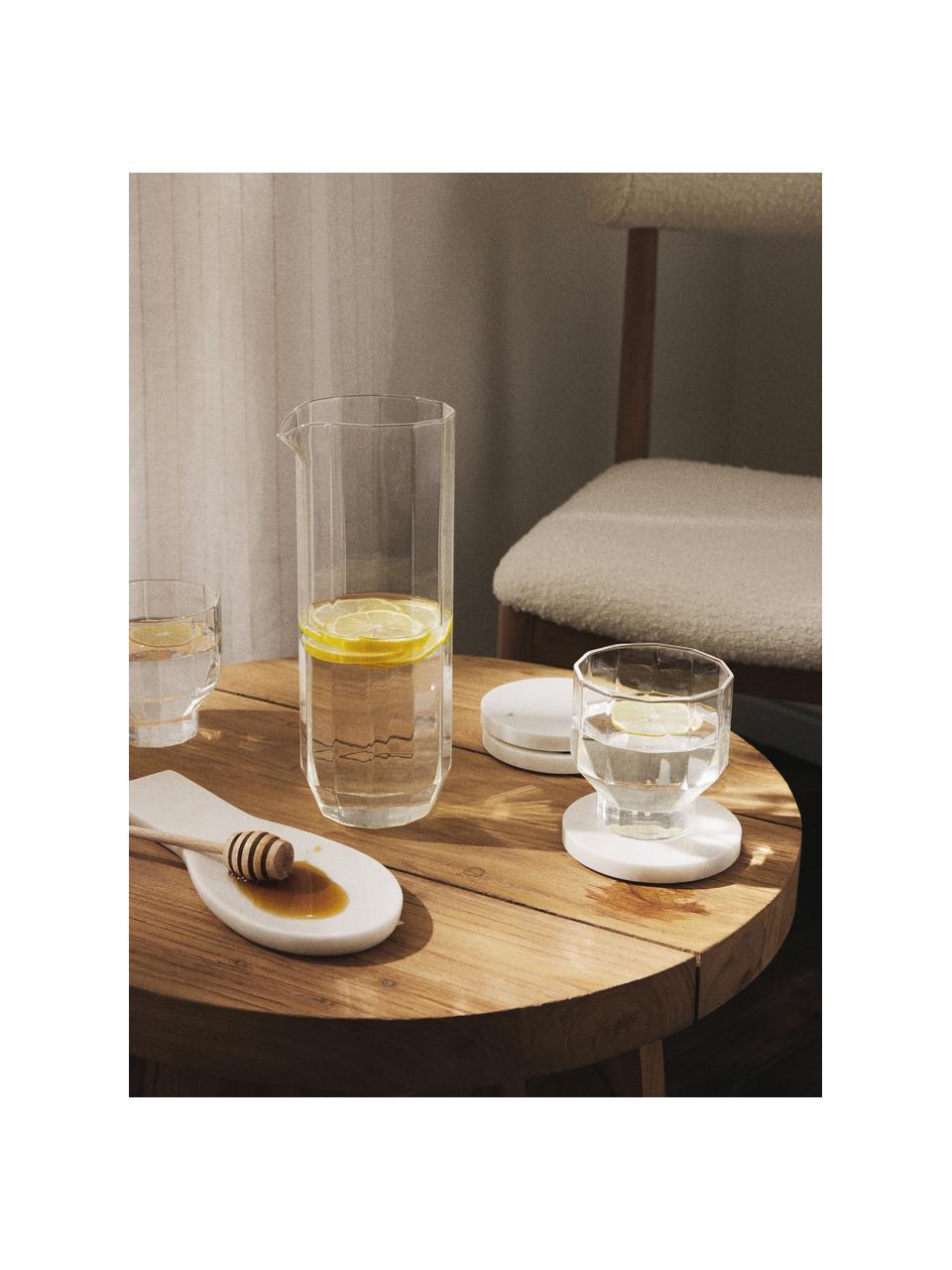 Handgeblazen waterkaraf met Angoli glazen, set van 5, Borosilicaatglas, Transparant, Set met verschillende groottes