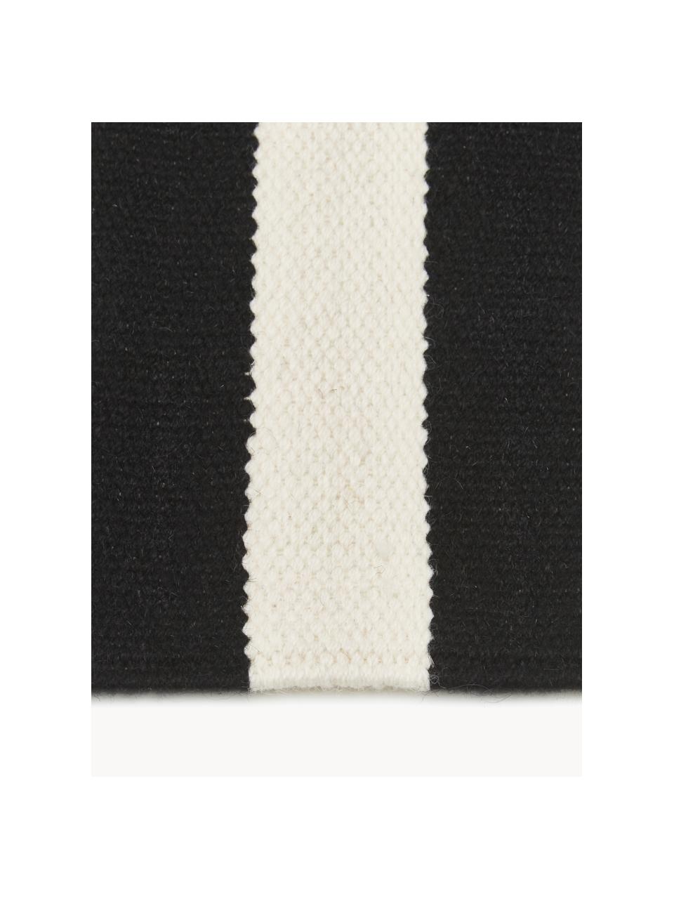 Tapis kilim tissé main Donna, Noir, blanc crème, larg. 160 x long. 230 cm (taille M)