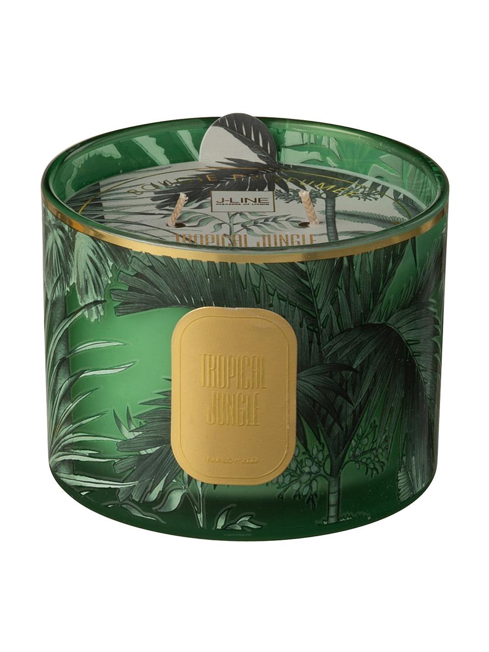Vela perfumada dos mechas Tropical Jungle, Recipiente: vidrio, Verde, dorado, Ø 11 x Al 8 cm