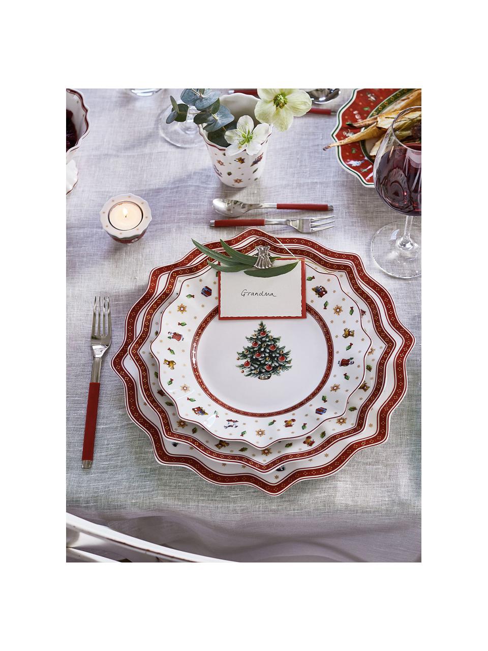 Bajoplatos de porcelana Delight, 2 uds., Porcelana Premium, Blanco, rojo, estampado, Ø 35 cm