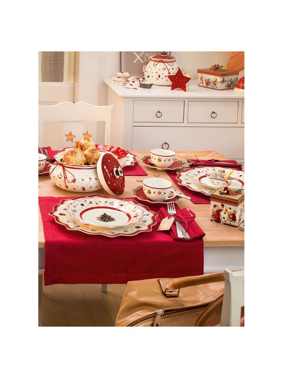 Bajoplatos de porcelana Delight, 2 uds., Porcelana Premium, Blanco, rojo, estampado, Ø 35 cm
