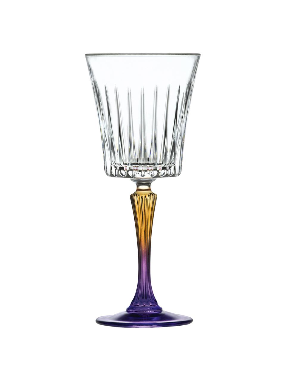 Kieliszek do białego  wina z kryształu Gipsy, 6 szt., Szkło kryształowe Luxion, Transparentny, pomarańczowy, lila, Ø 9 x W 21 cm