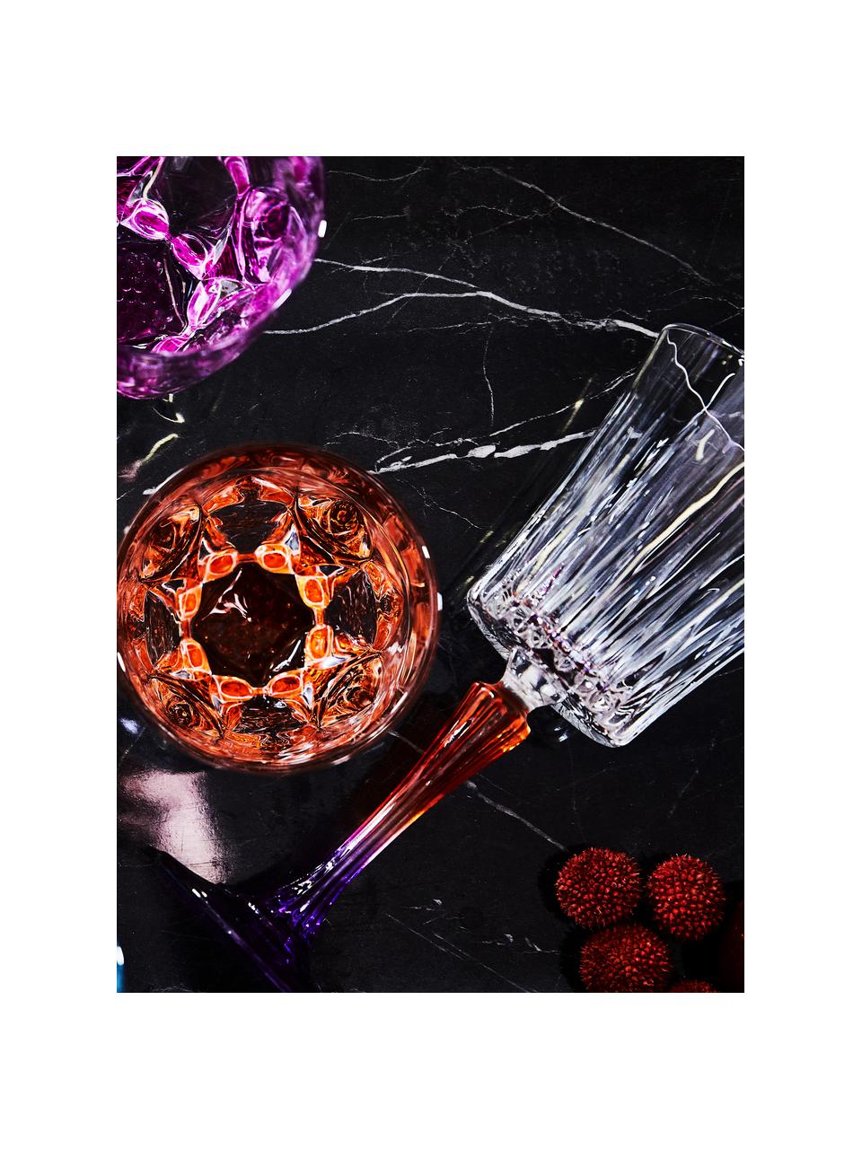 Copas de vino blanco de cristal Gipsy, 6 uds., Cristal Luxion, Transparente, naranja, lila, Ø 9 x Al 21 cm