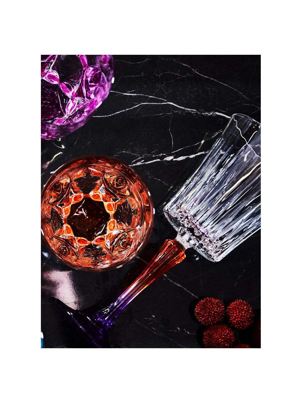 Verre à vin blanc en cristal Gipsy, 6 pièces, Transparent, orange, lilas