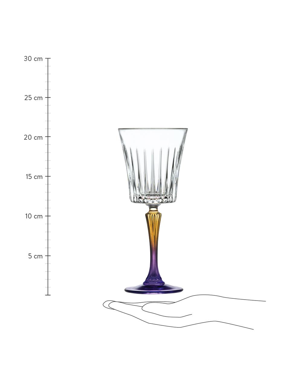 Kristallen wittewijnglas  Gipsy, 6 stuks, Luxion kristalglas, Transparant, geelgoudkleurig, lila, Ø 9 x H 21 cm