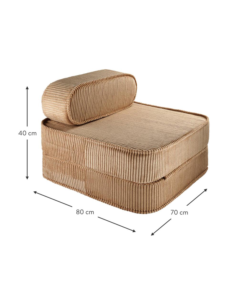 Sillón infantil de pana plegable Sugar, Funda: pana (100% poliéster) pro, Pana marrón claro, An 70 x Al 40 cm