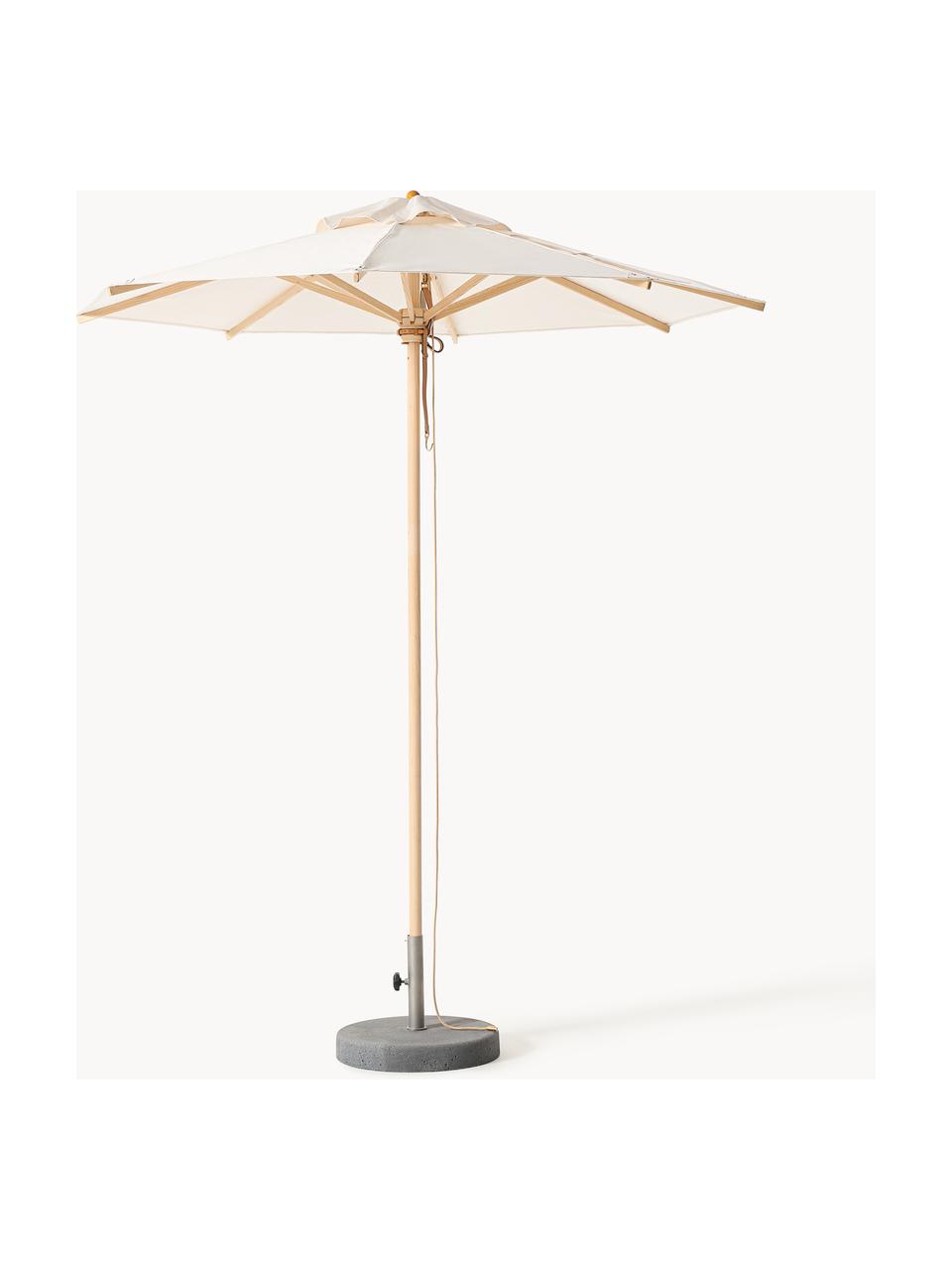 Ręcznie wykonany parasol ogrodowy Klassiker, różne rozmiary, Kremowobiały, jasne drewno naturalne, Ø 210 x 251 cm