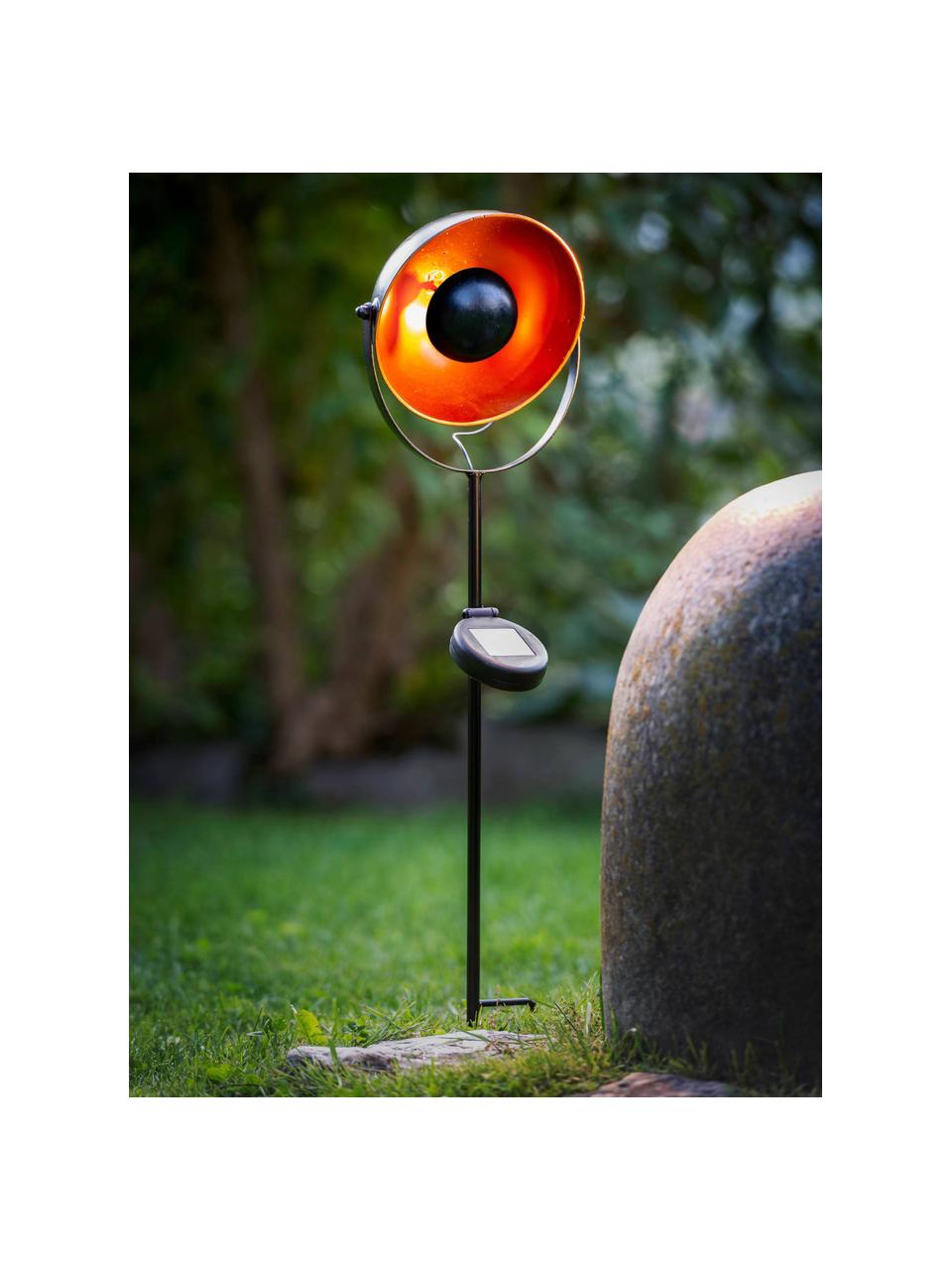 Lámpara de pie solar LED Zoldy, Acero pintado, Negro, naranja, An 12 x F 61 cm