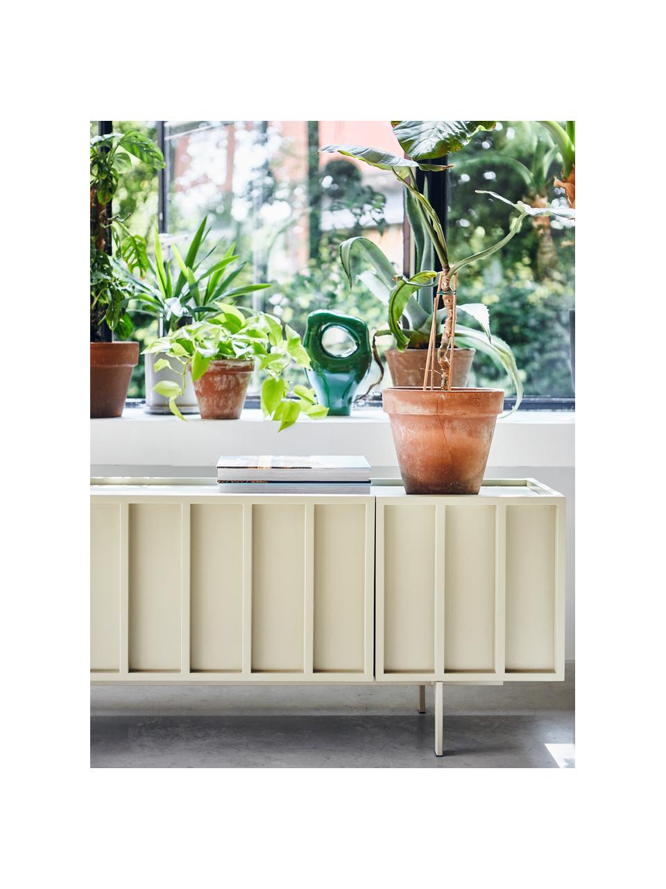 Credenza Pebble, Piedini: metallo rivestito, Grigio chiaro, Larg. 160 x Alt. 55 cm