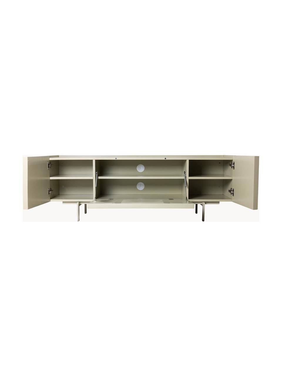 Credenza Pebble, Piedini: metallo rivestito, Beige chiaro, Larg. 160 x Alt. 55 cm