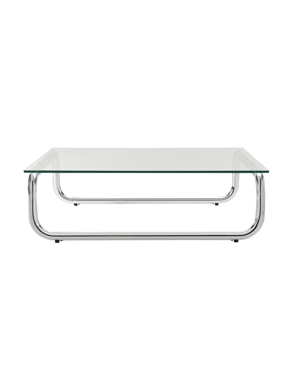 Table basse en verre mat Antigua, Transparent, couleur chrome, larg. 100 x prof. 100 cm