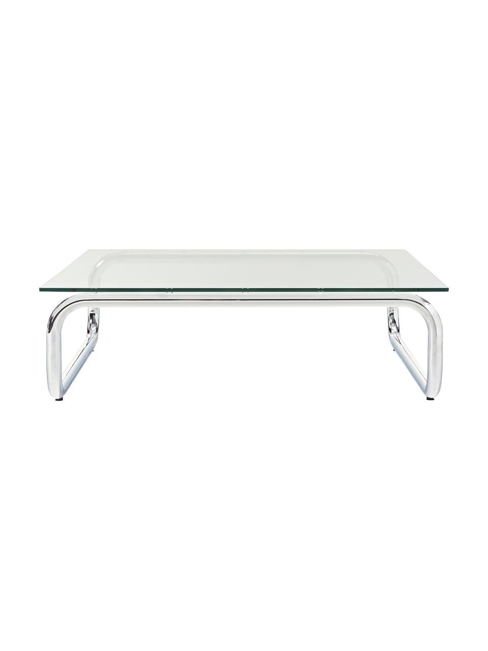 Table basse en verre mat Antigua, Transparent, couleur chrome, larg. 100 x prof. 100 cm