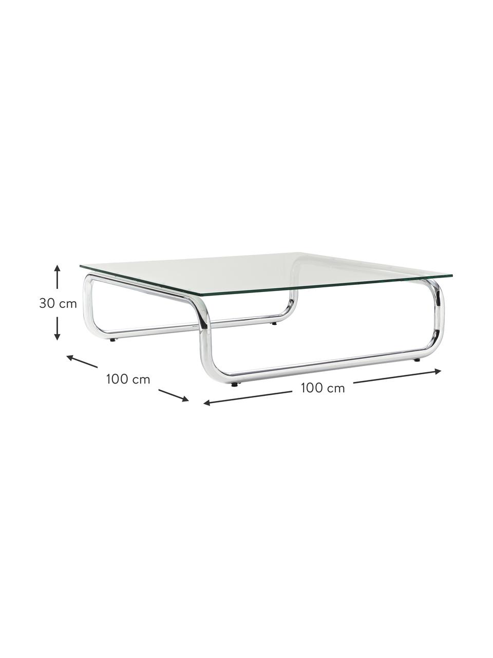 Konferenčný stolík so sklenenou doskou Antigua, Priehľadná, odtiene chrómovej, Š 100 x H 100 cm