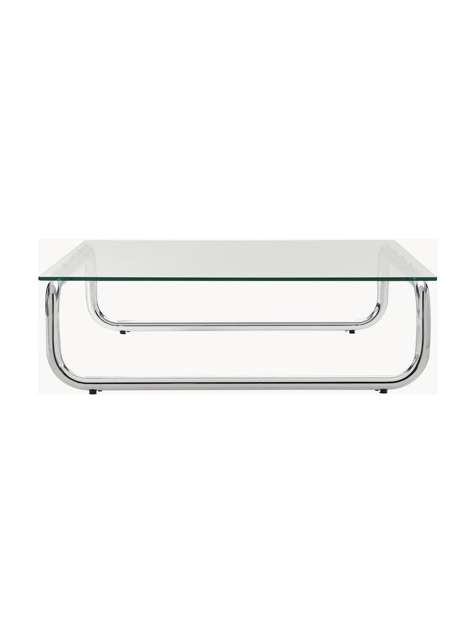 Table basse avec plateau en verre Antigua, Transparent, gris chrome, larg. 100 x prof. 100 cm
