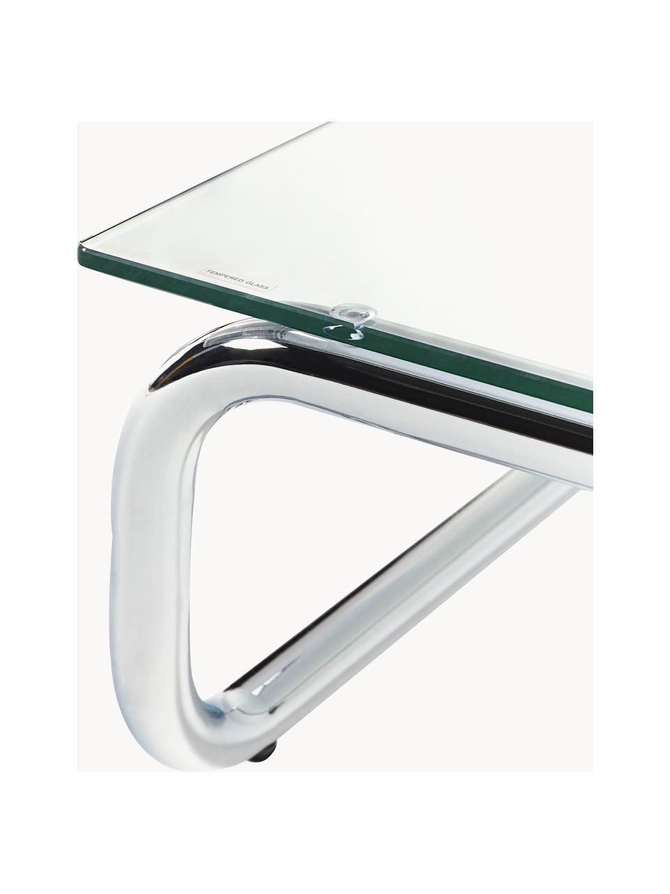 Table basse avec plateau en verre Antigua, Transparent, gris chrome, larg. 100 x prof. 100 cm