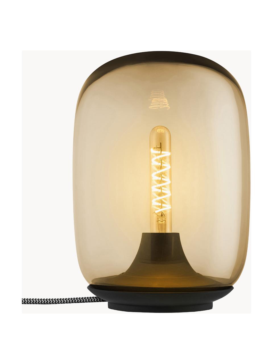 Mundgeblasene LED-Tischlampe Acorn, dimmbar, Lampenschirm: Glas, mundgeblasen, Hellbraun transparent, Schwarz, Ø 16 x H 22 cm