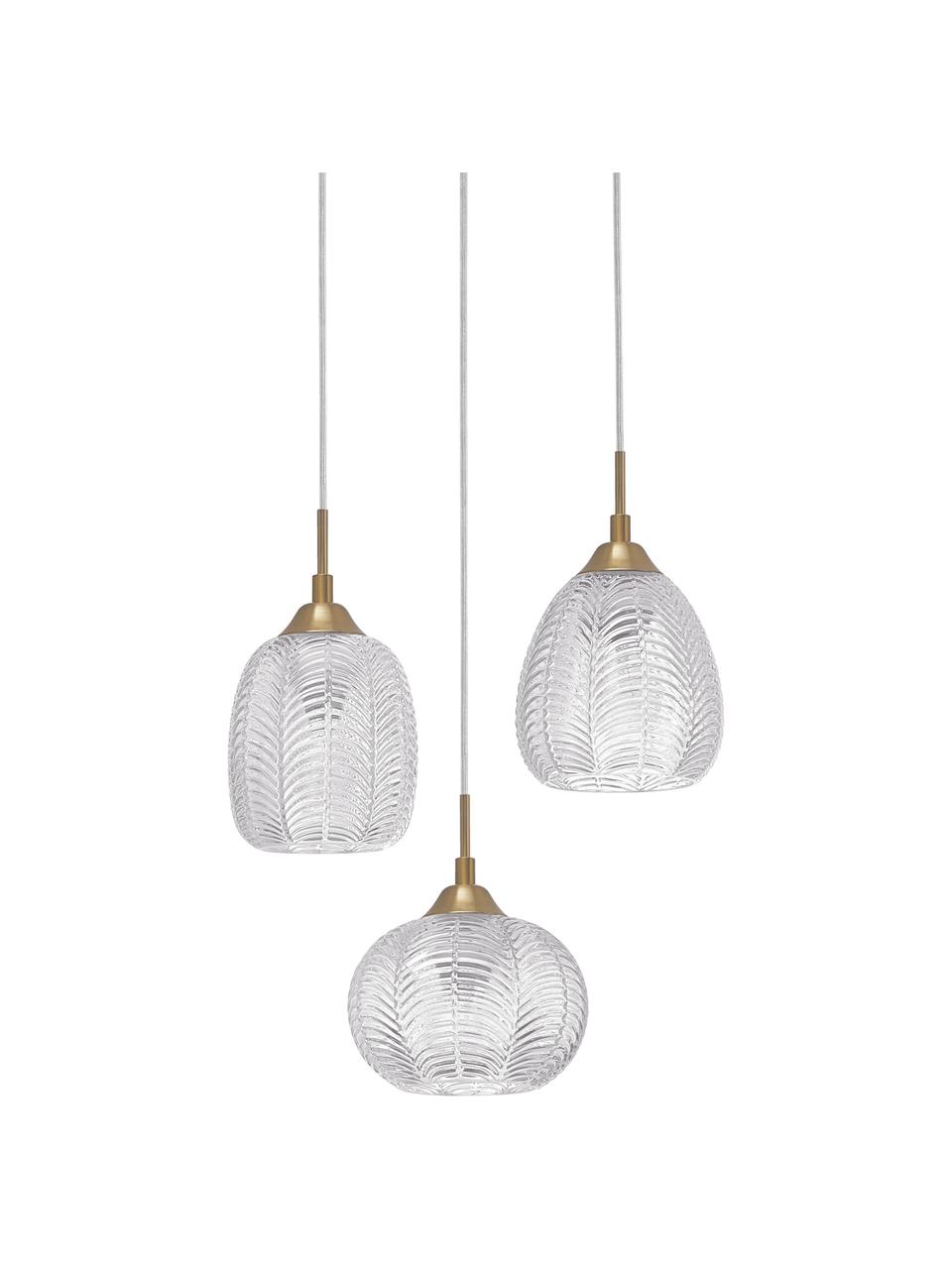 Suspension 3 lampes en verre dépoli Vario, Couleur laitonnée, Ø 39 x haut. 24 cm
