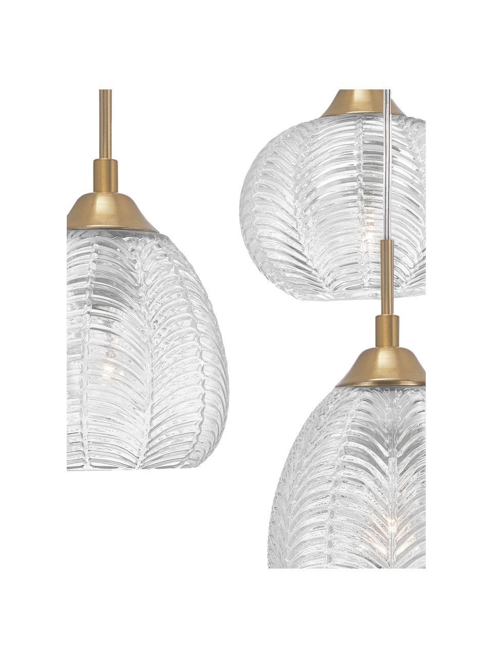 Cluster hanglamp Vario van gesatineerd glas, Lampenkap: gesatineerd glas, Baldakijn: gecoat aluminium, Messingkleurig, Ø 39 x H 24 cm