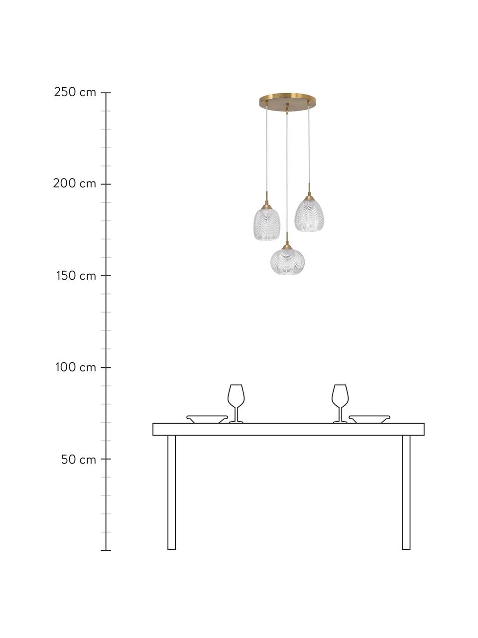 Suspension 3 lampes en verre dépoli Vario, Couleur laitonnée, Ø 39 x haut. 24 cm