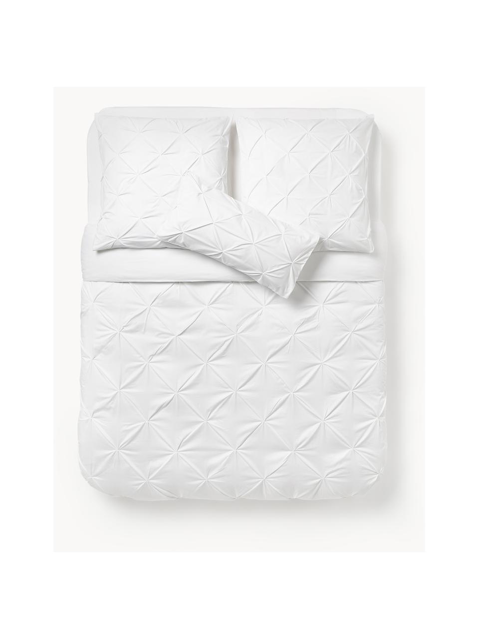 Funda nórdica de percal en look origami Brody, Blanco, Cama 180/200 cm (260 x 240 cm)