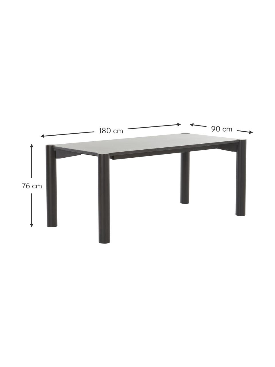 Esstisch Nyhamn aus Kiefernholz, 180 x 90 cm, Kiefernholz, Schwarz, B 180 x T 90 cm