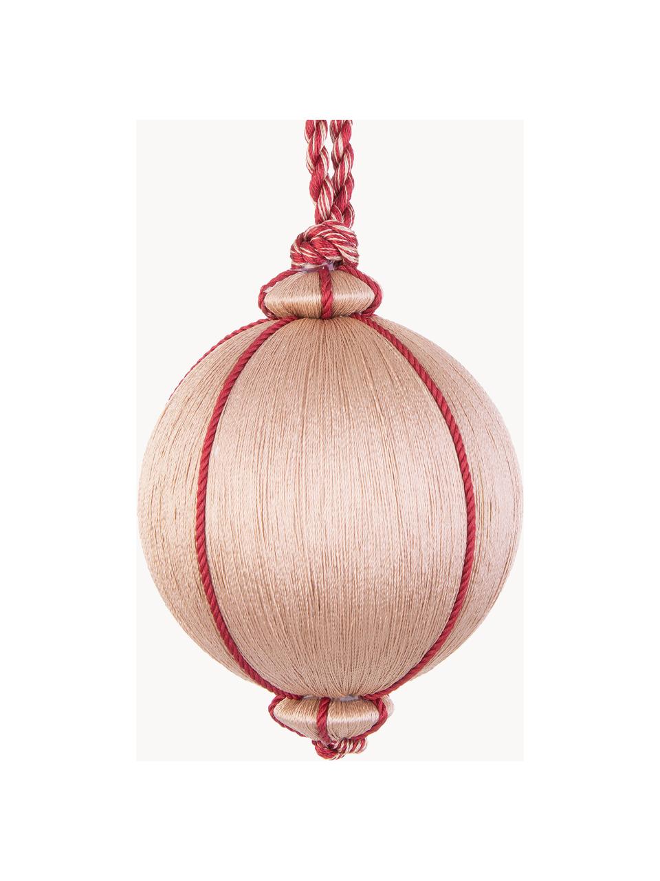 Boules de Noël Dressed, 4 pièces, Fibre synthétique, Pêche, rouge, Ø 10 x haut. 10 cm