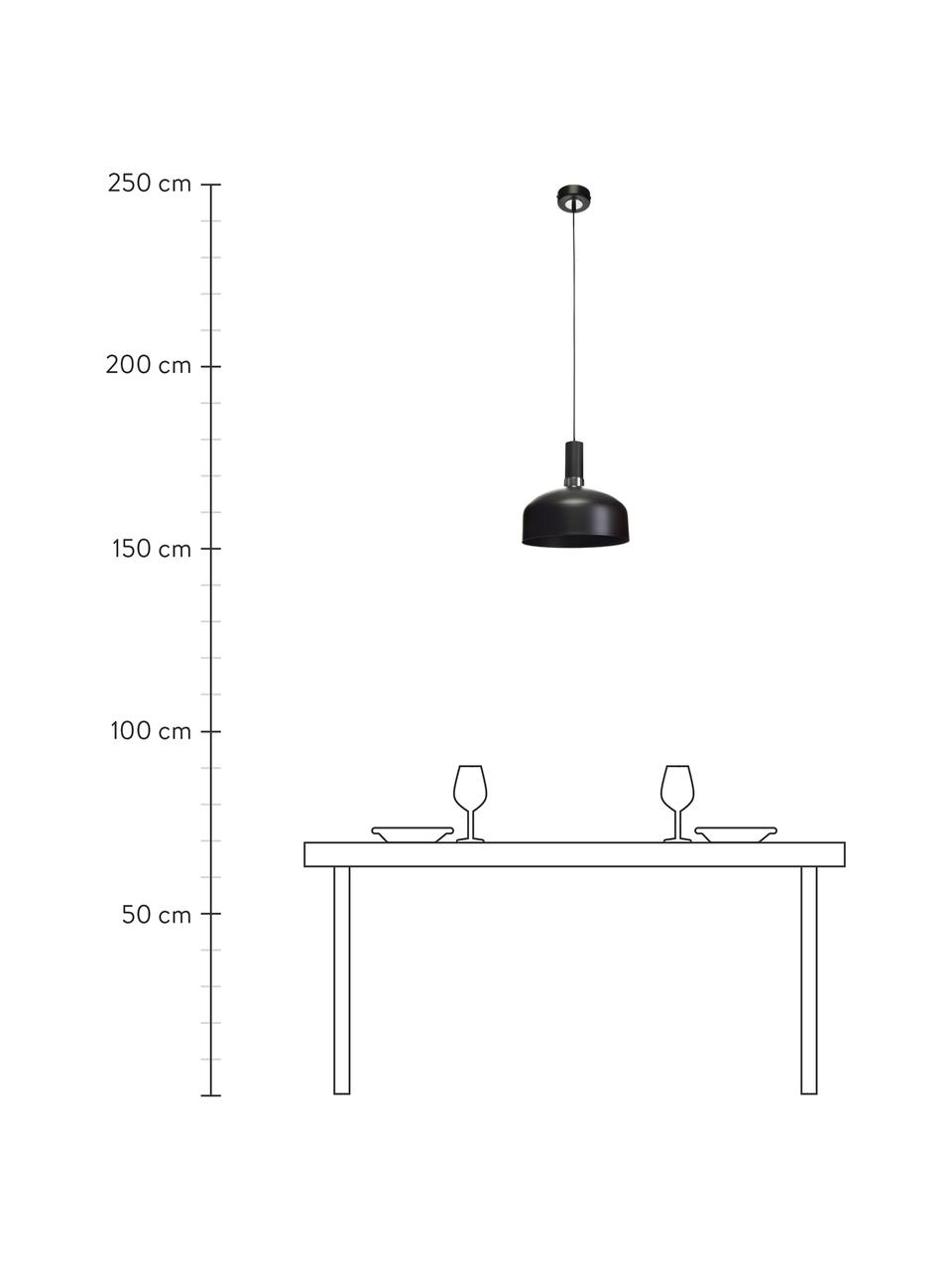 Hanglamp Malmo van metaal, Lampenkap: gecoat metaal, Baldakijn: gecoat metaal, Zwart, chroomkleurig, Ø 30 x H 25 cm