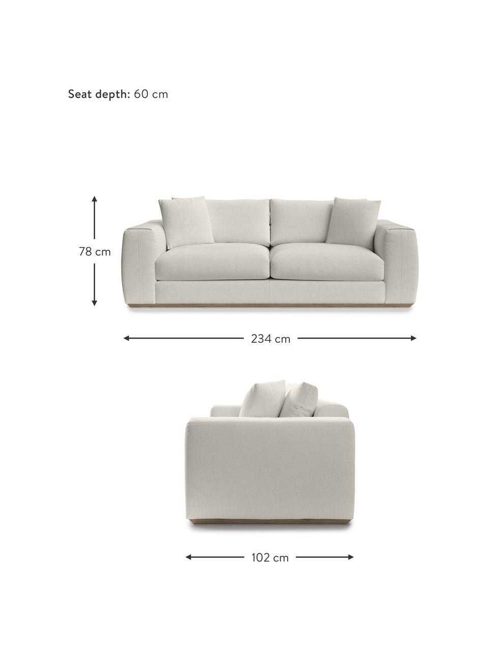 Sofa Vienna (3-osobowa), Tapicerka: 100% poliester Dzięki tka, Beżowa tkanina, S 234 x G 102 cm