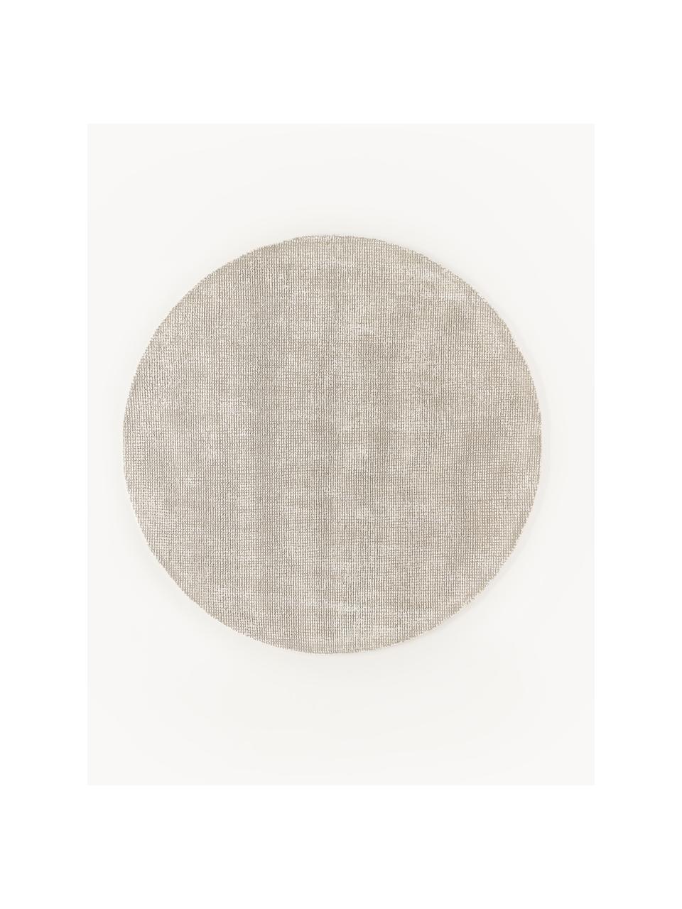 Ručně tkaný  kulatý koberec s nízkým vlasem Mansa, 56 % vlna s certifikací RWS, 44 % viskóza, Béžová, krémově bílá, Ø 150 cm (velikost M)