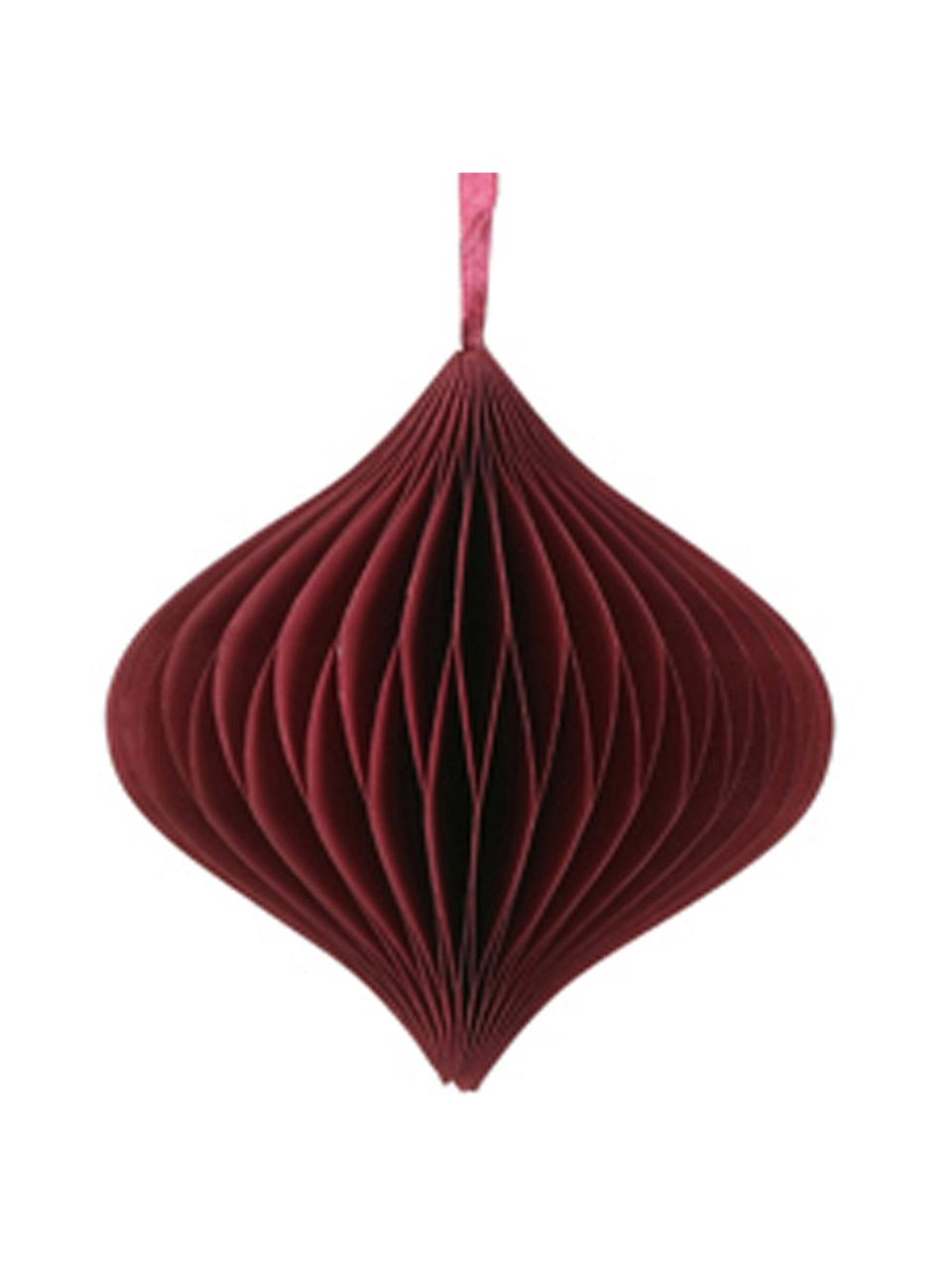 Kerstboomhangers Zitta, 4 stuks, Papier, Donkerrood, Ø 10 cm