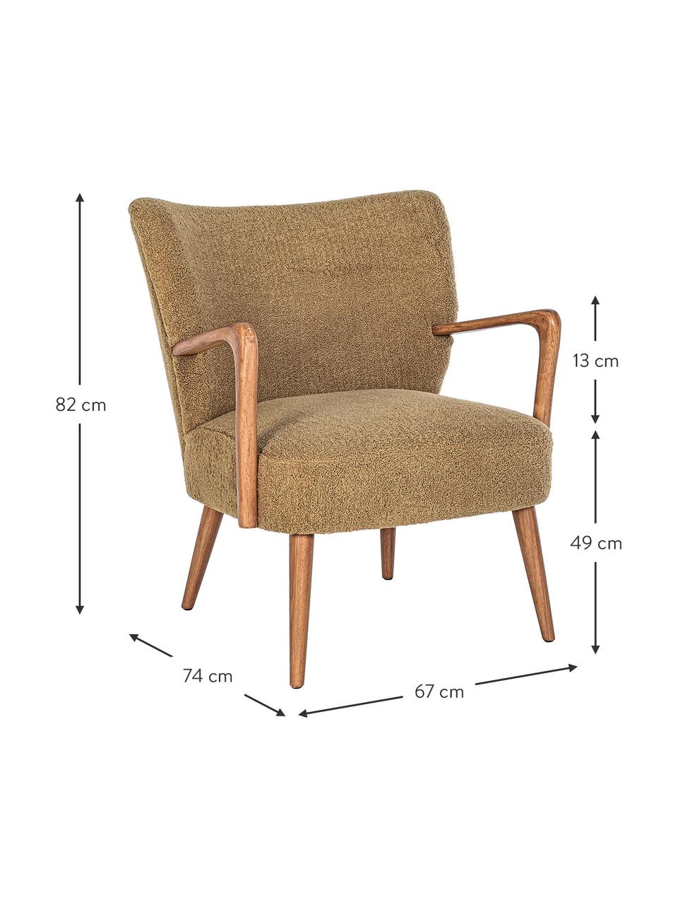 Kreslo s vlneným povrchom Moritz, Plyšová hnedá, Š 66 x D 74 cm